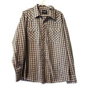 Wrangler Shirt Pearl Button Western Mens Size 2XL Long Sleeve Rodeo Cowboy Relax